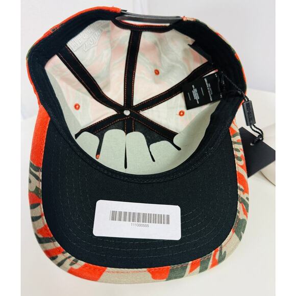 Harley-Davidson Snapback Hat Men's Biker Flat Bill Camo Orange Green Racing NWT - Picture 3 of 3